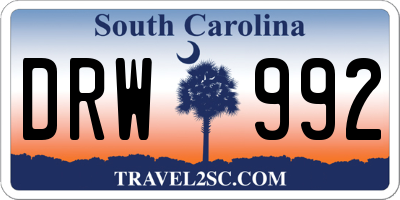 SC license plate DRW992