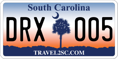 SC license plate DRX005
