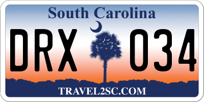 SC license plate DRX034