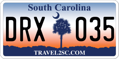 SC license plate DRX035