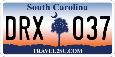 SC license plate DRX037