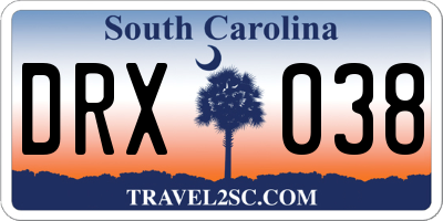 SC license plate DRX038