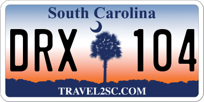 SC license plate DRX104