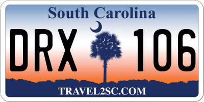 SC license plate DRX106