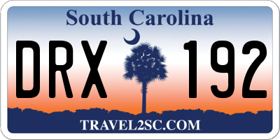 SC license plate DRX192