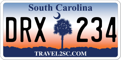 SC license plate DRX234