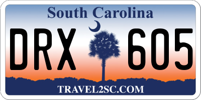 SC license plate DRX605