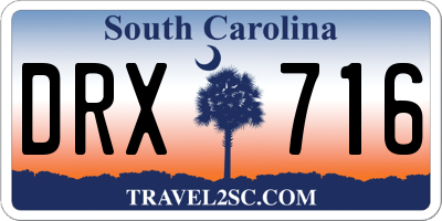 SC license plate DRX716