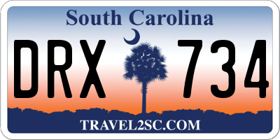 SC license plate DRX734