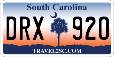 SC license plate DRX920