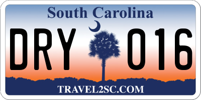 SC license plate DRY016