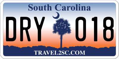 SC license plate DRY018