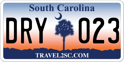 SC license plate DRY023
