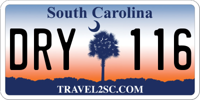 SC license plate DRY116