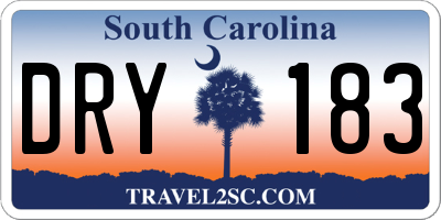 SC license plate DRY183