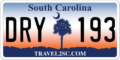 SC license plate DRY193
