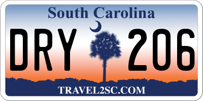 SC license plate DRY206