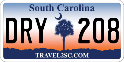 SC license plate DRY208