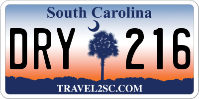 SC license plate DRY216