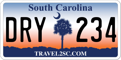 SC license plate DRY234