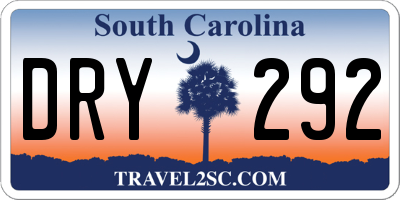 SC license plate DRY292
