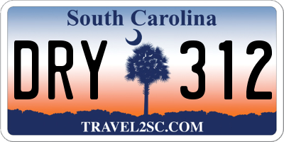 SC license plate DRY312