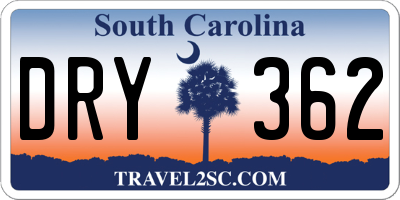 SC license plate DRY362