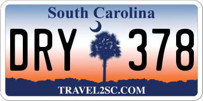 SC license plate DRY378