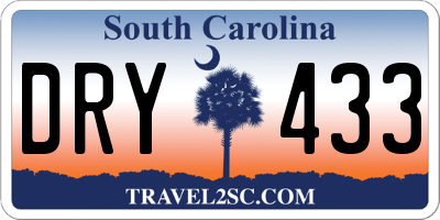 SC license plate DRY433