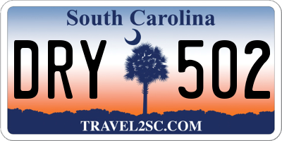 SC license plate DRY502