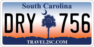 SC license plate DRY756