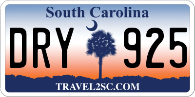 SC license plate DRY925