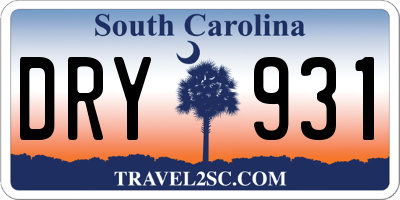SC license plate DRY931
