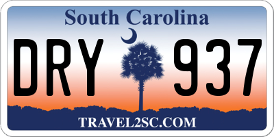 SC license plate DRY937