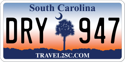 SC license plate DRY947