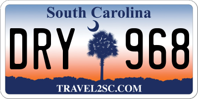 SC license plate DRY968