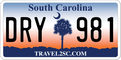 SC license plate DRY981
