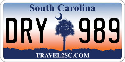 SC license plate DRY989