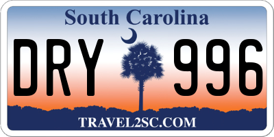 SC license plate DRY996