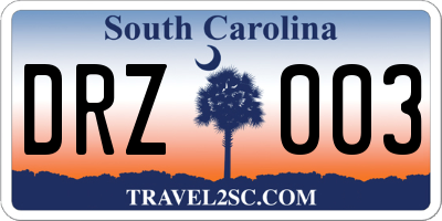 SC license plate DRZ003