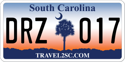 SC license plate DRZ017