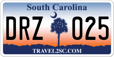 SC license plate DRZ025