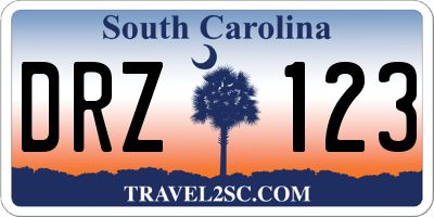 SC license plate DRZ123