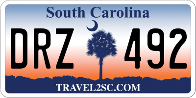 SC license plate DRZ492