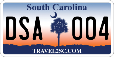 SC license plate DSA004