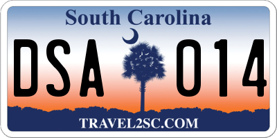 SC license plate DSA014