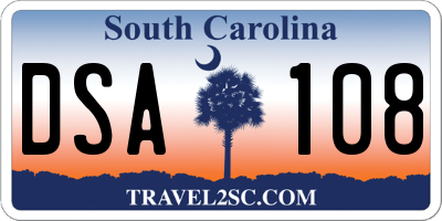 SC license plate DSA108