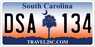 SC license plate DSA134