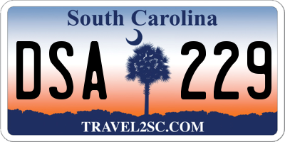SC license plate DSA229