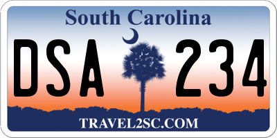 SC license plate DSA234